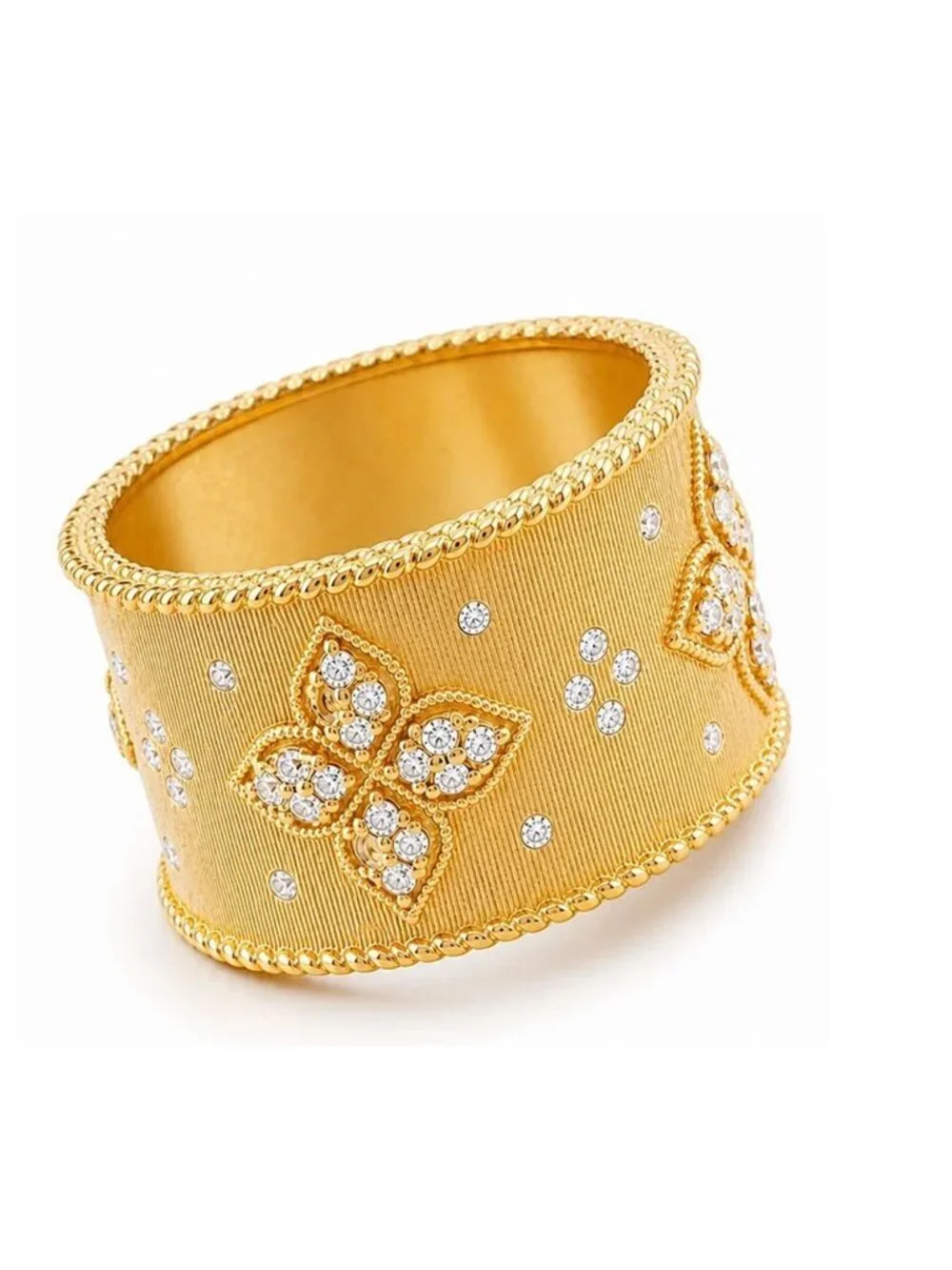 Created White Sapphires Ring 14k Yellow Gold Plated (.925)